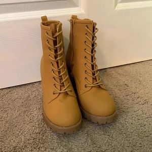 Tan high heel boots